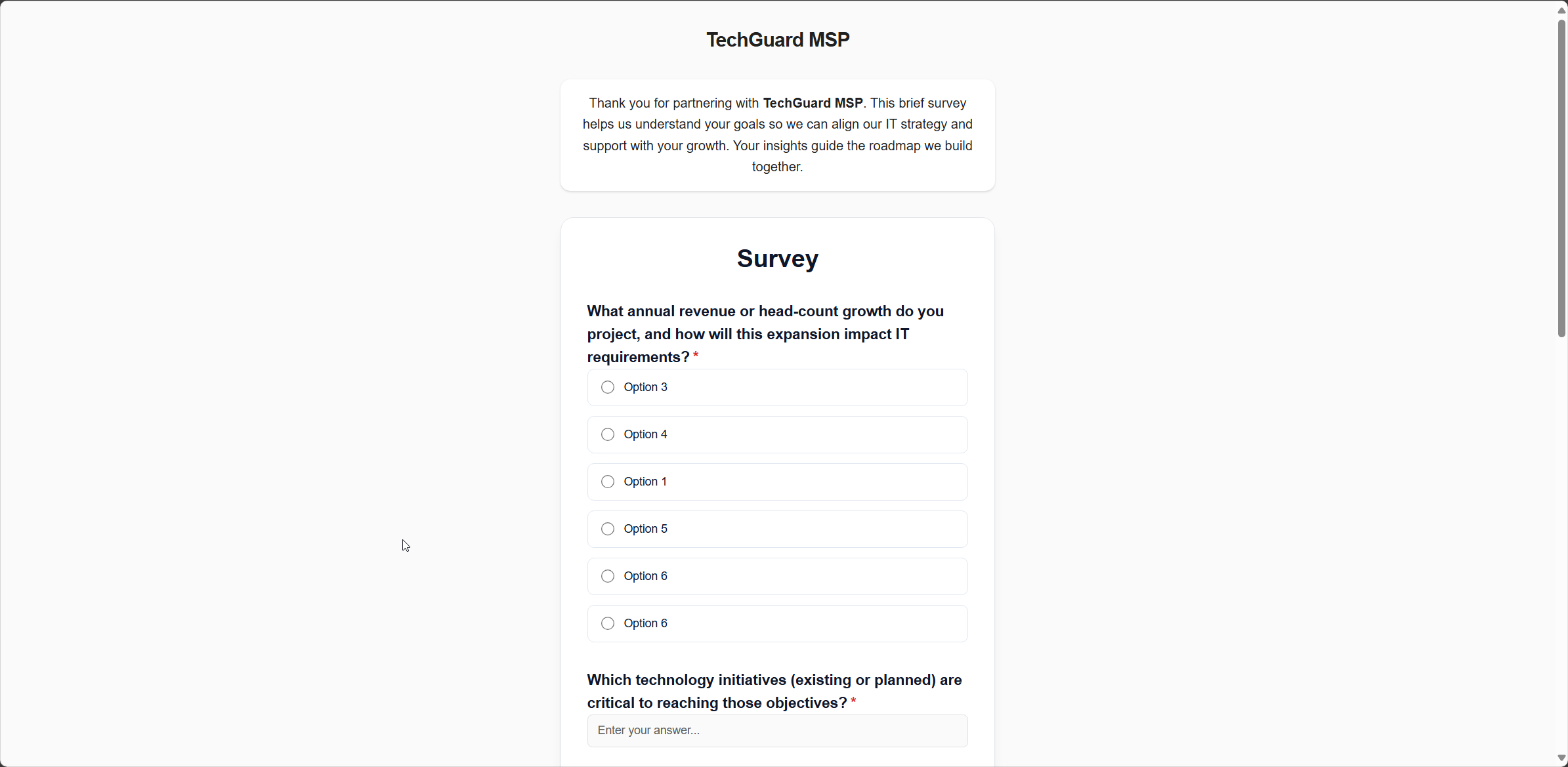 Survey screenshot
